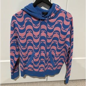 Authentic Chanel pink and blue cashmere pullover sweater. Size 36.